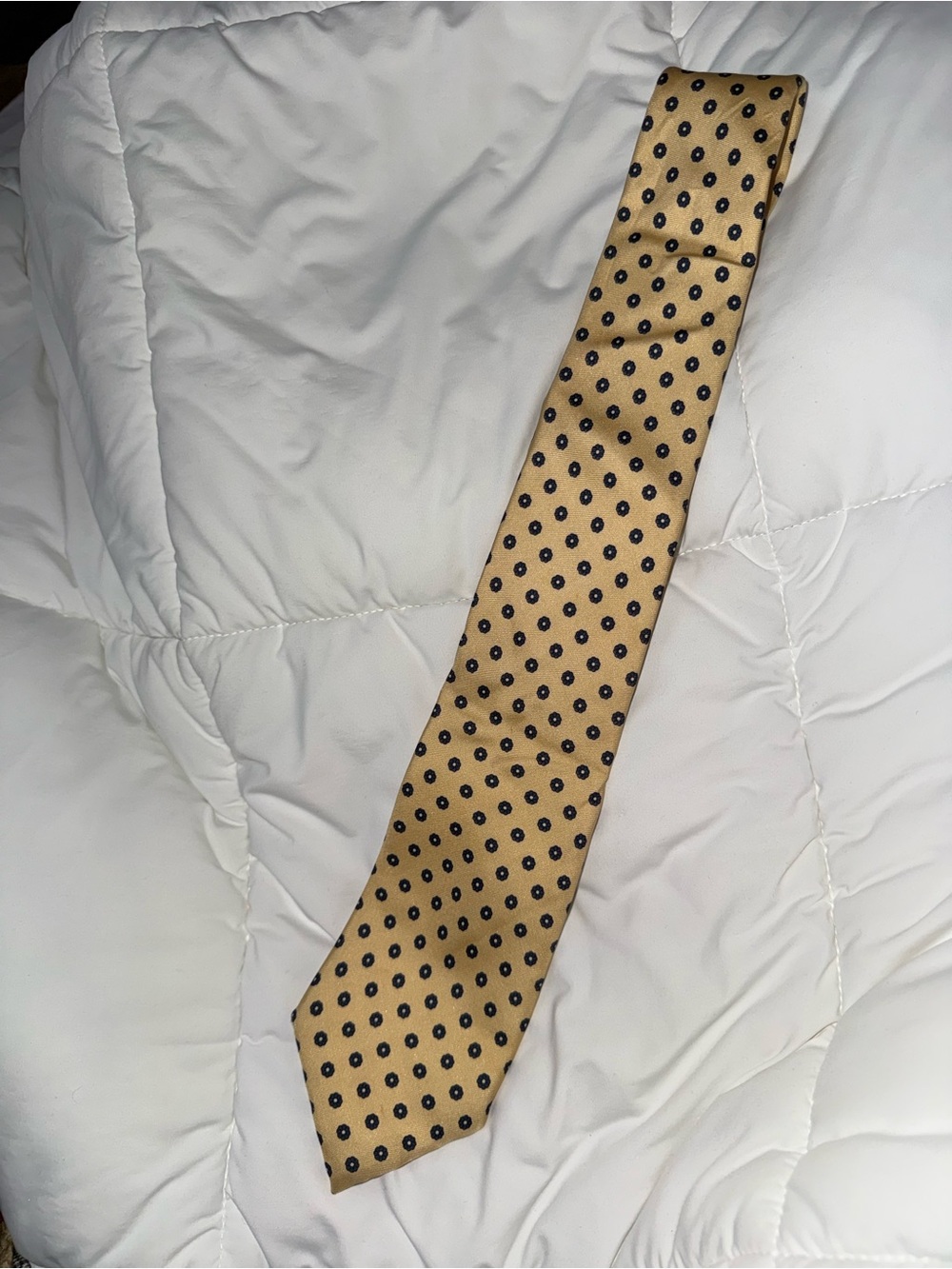 Men's Gold Polka Dot Silk Tie - Unbranded